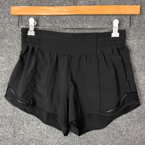 Lululemon Women's Black Running hotty Shorts Athletic Lightweight Activewear 4 - Picture 1 of 7